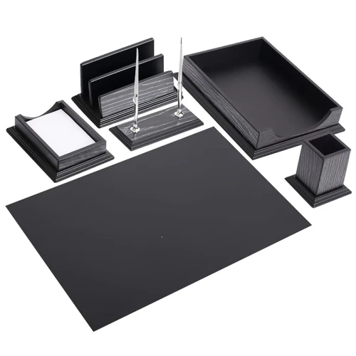 Настольный набор Good Sunrise дерево, 6 предметов, черный