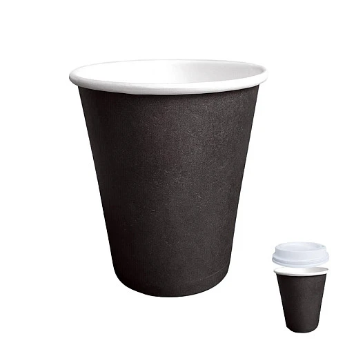 Стакан одноразовый бумажный 350 мл, черный, 50 шт.