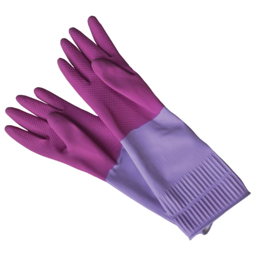 Перчатки YORK Роза латекс, хлопчатобумажное напыление, размер L, розовые, 1 пара