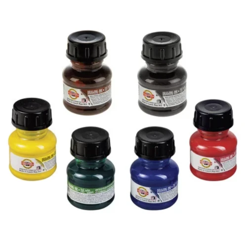 Тушь KOH-I-NOOR 6 цветов по 20 мл, картонная коробка