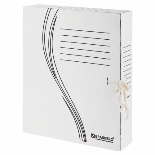Папка архивная BRAUBERG А4, с завязками, 75 мм, белый, до 700 листов