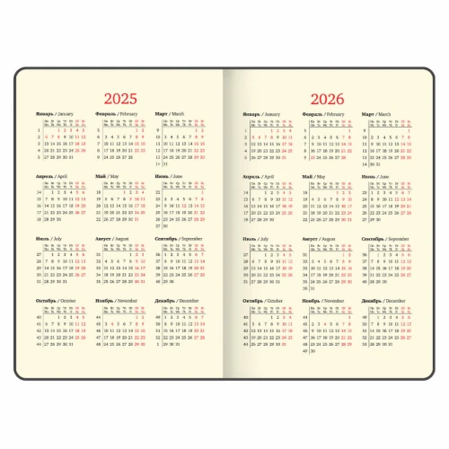 Еженедельник датированный 2025 г. BRAUBERG "Imperial" А5, кожзам, 64 л., черный