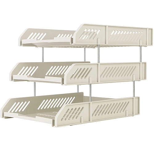 Лоток горизонтальный DELI, 3-х рядный, пластик, серый