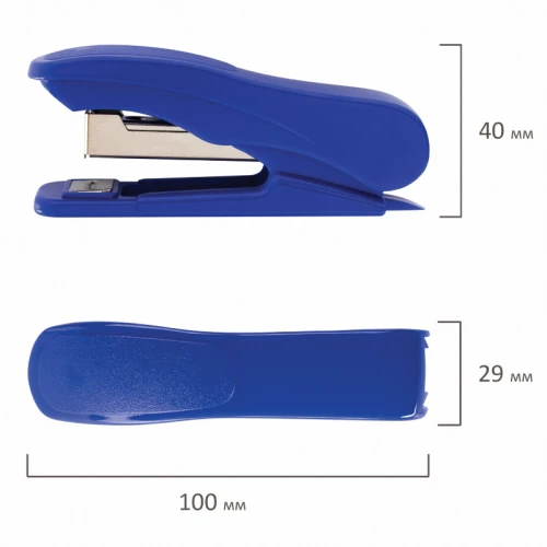 Степлер до 12 листов STAFF "EVERYDAY" пластик, №10, синий, с антистеплером