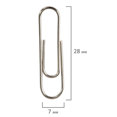 Скрепки канцелярские STAFF "EVERYDAY" 28 мм, никелированные, 100 шт. в картонной коробке