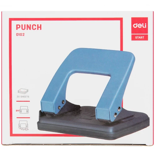 Дырокол до 20 листов DELI, металлический корпус, ассорти