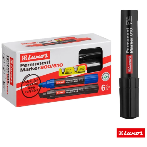 Маркер перманентный промышленный LUXOR "810" скошенный, 5-14 мм, черный