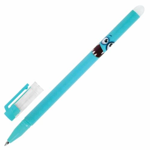 Ручка гелевая ЮНЛАНДИЯ "Монстрики" стираемая, 0.5 мм, корпус ассорти, синяя