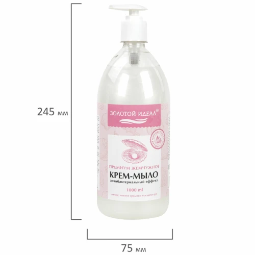 Мыло-крем жидкое ЗОЛОТОЙ ИДЕАЛ "Премиум жемчужное" антибактериальный, 1 л