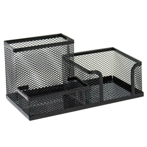 Настольная подставка Foska, 3 отделения, сетчатая, черная