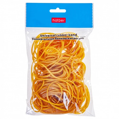Резинки банковские Hatber, 80 мм, каучук, желтые, 200 гр