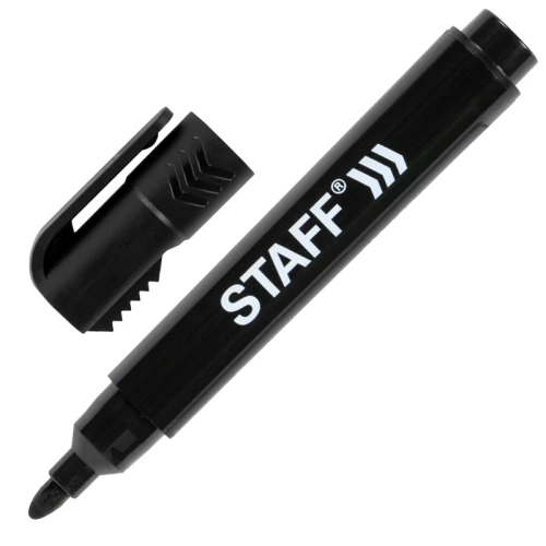 Маркер перманентный STAFF 3 мм, черный, с колпачком для вскрытия коробок