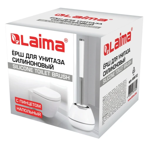 Ершик для унитаза LAIMA "STANDART TYPE" силиконовый, с пинцетом, серо-белый