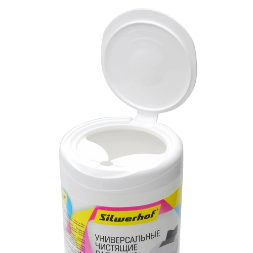 Салфетки чистящие влажные Silwerhof универсальные, 100 шт в тубе