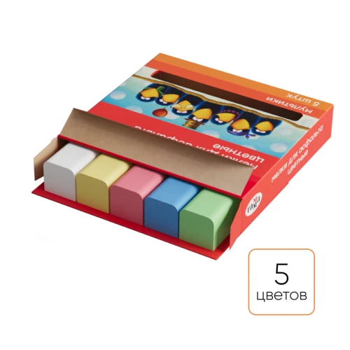Мелки для асфальта Гамма "Мультики" квадратные, цветные, 5 шт.