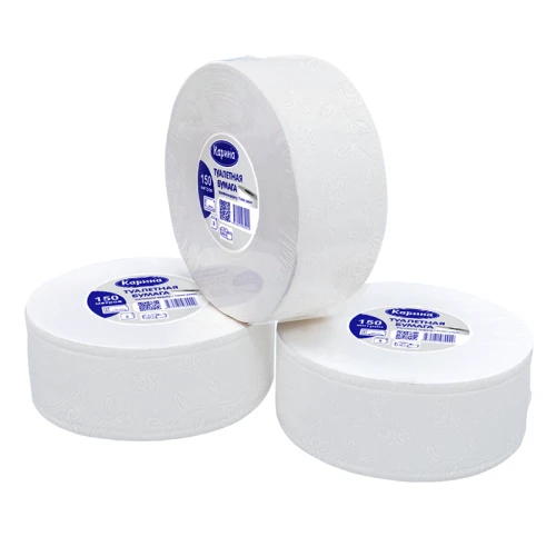 Туалетная бумага Карина "Jumbo" 2-слойная, белая, 150 м, 1 шт.