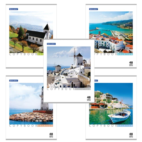 Тетрадь BRAUBERG "Каникулы" А5, в клетку, 48 листов, ассорти