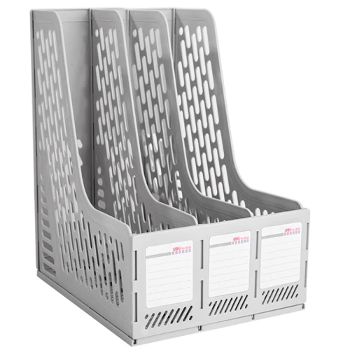 Лоток вертикальный DELI 3 отделения, серый