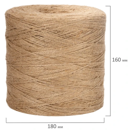 Шпагат джутовый BRAUBERG полированный, длина 1200 м, диаметр 1.8 мм