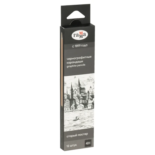 Карандаш чернографитный Гамма "Старый мастер" 4H, кедр, шестигранный