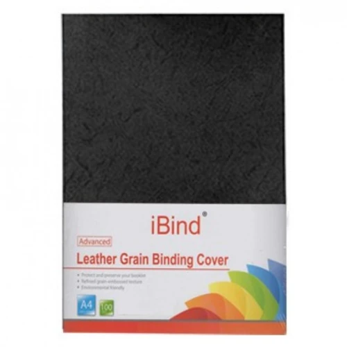 Обложка для переплета iBind "Кожа" А4, 230 г/кв.м, черный, 100 листов