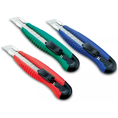 Нож канцелярский KW-Trio 18 мм, фиксатор, 2 лезвия в комплекте, ассорти