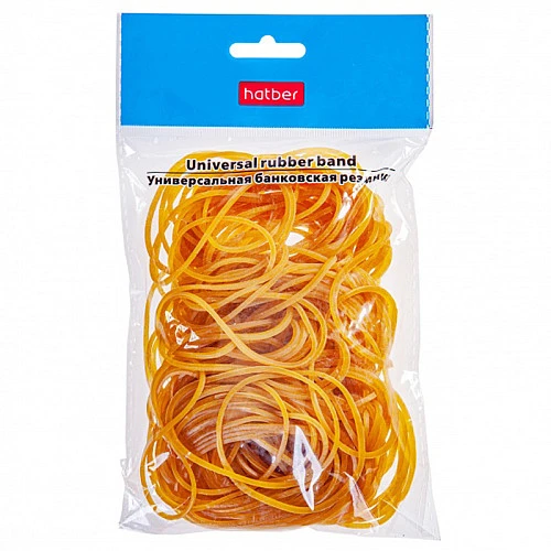 Резинки банковские Hatber, 80 мм, каучук, желтые, 100 гр