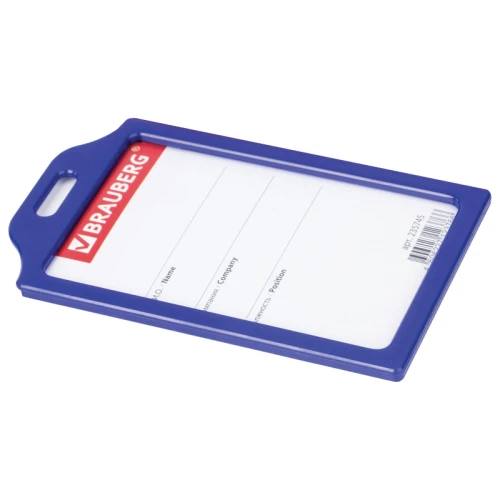 Бейдж вертикальный BRAUBERG 85*55 мм, без держателя, синий