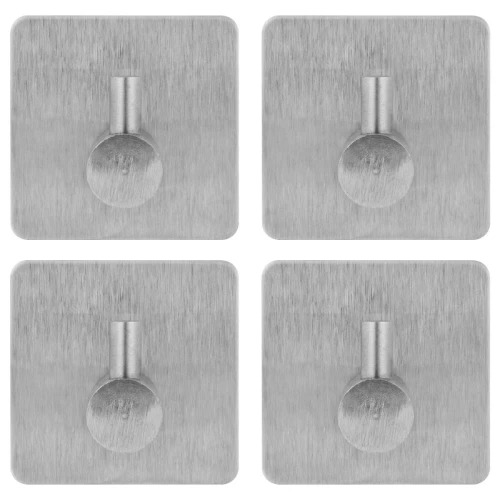 Крючки самоклеящиеся LAIMA 4,5*4,5 см, нержавеющая сталь, серебристые, 4 шт