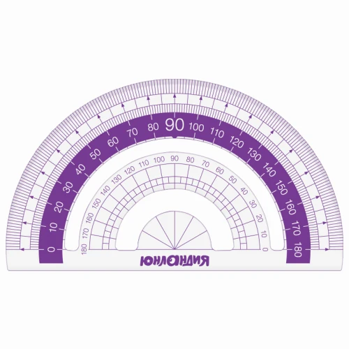 Набор чертежный малый ЮНЛАНДИЯ "ГЕОМЕТРИЯ" 4 предмета, фиолетовый, пенал