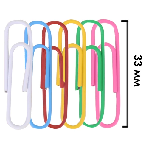 Скрепки канцелярские DELI 33 мм, цветные, 100 шт. в картонной коробке