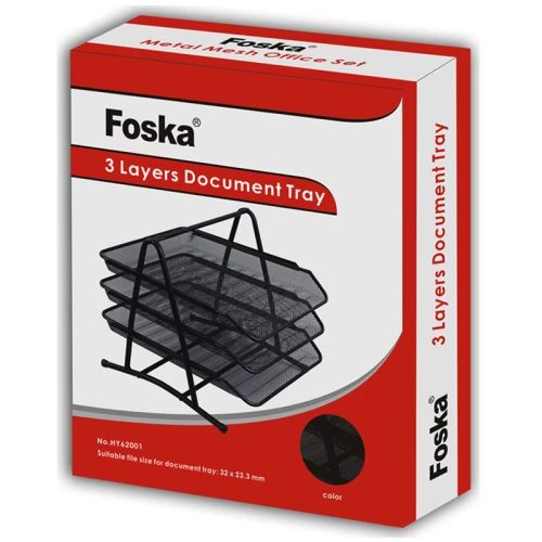 Лоток горизонтальный Foska 3 отделения, металл, черный