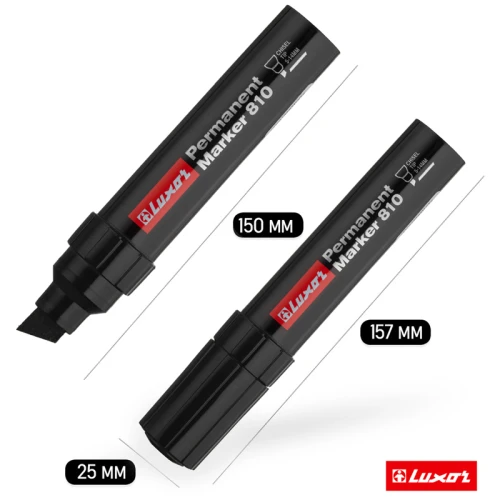 Маркер перманентный промышленный LUXOR "810" скошенный, 5-14 мм, черный