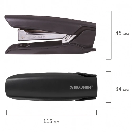 Степлер до 30 листов BRAUBERG "ULTRA" №24/6-26/6, черный, с антистеплером