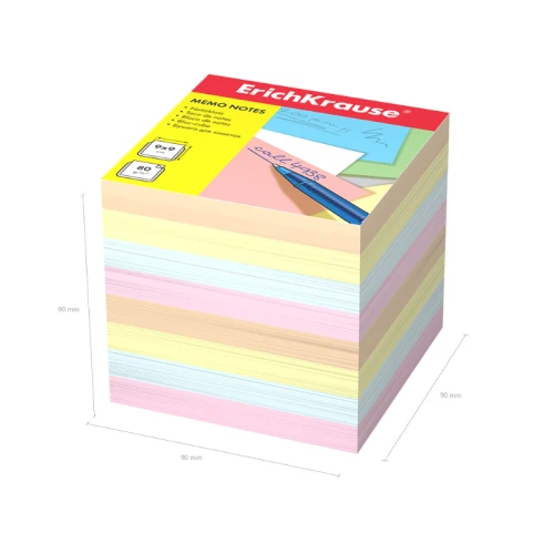 Бумага настольная ErichKrause®, 90x90x90 мм., 4 цвета
