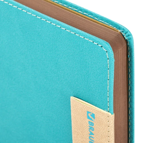 Ежедневник недатированный BRAUBERG "AIM" А5, кожзам, гибкий, 136 л., бирюзовый