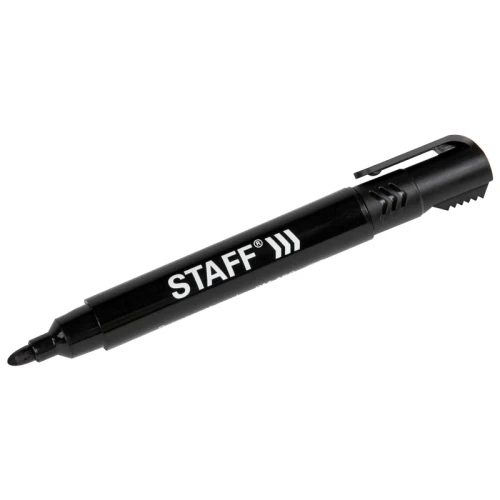 Маркер перманентный STAFF 3 мм, черный, с колпачком для вскрытия коробок