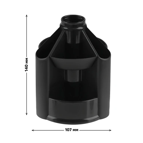 Настольная подставка СТАММ "Mini Desk", 10 отделений, вращающаяся, черная