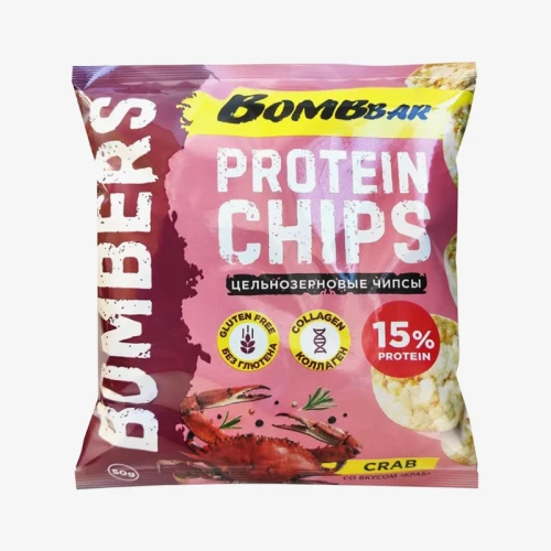 Чипсы цельнозерновые "Bombbar"  протеиновые со вкусом краба 50 гр