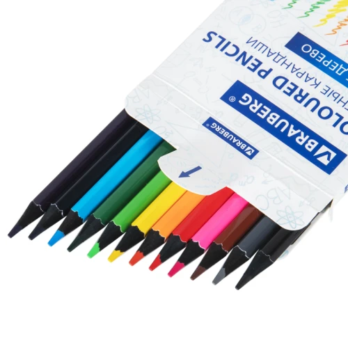 Карандаши цветные BRAUBERG черное дерево, 12 цветов