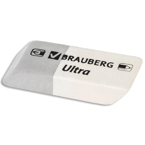 Ластик BRAUBERG "Ultra" скошенный, натуральный каучук, серо-белый