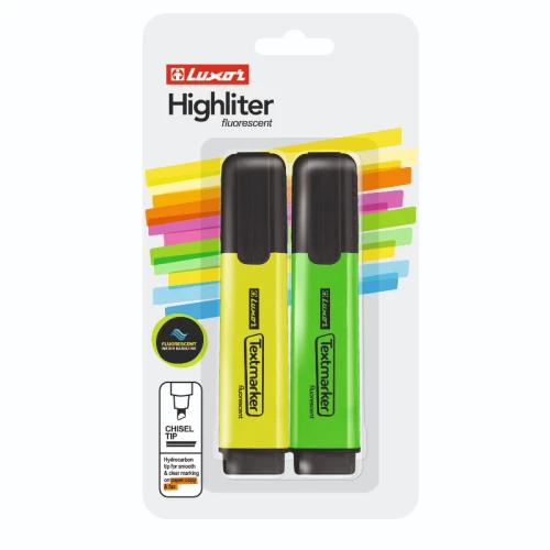 Набор текстовыделителей LUXOR "TEXTMARKER" 1-4.5 мм, ассорти, 2 цвета