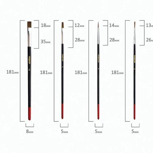 Набор кистей ПИФАГОР из ворса пони, синтетика, щетина, 15 шт.