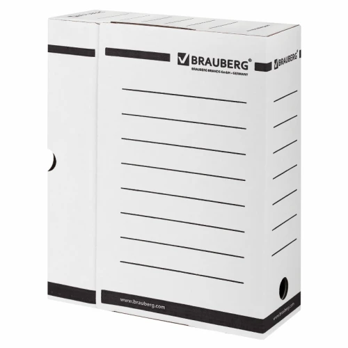 Папка архивная BRAUBERG А4, с клапаном, 100 мм, белый, до 900 листов