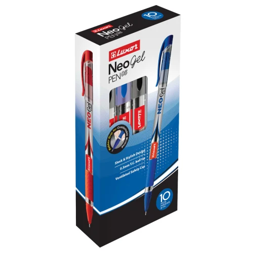 Ручка гелевая LUXOR "Neo Gel" 0.7 мм, прозрачный корпус, синяя