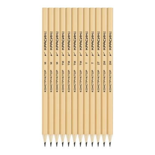 Набор карандашей чернографитных Красин "Конструктор" 2Н-2В, 12 шт.