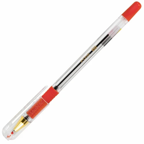 Ручка шариковая BRAUBERG "X-ONE" 0.5 мм, прозрачный корпус, красная