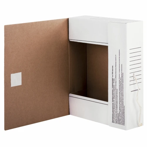 Папка архивная BRAUBERG А4, с завязками, 75 мм, белый, до 700 листов