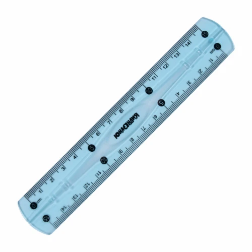 Линейка ЮНЛАНДИЯ "FLEX" 15 см, пластик, гибкий, тонированная, голубая