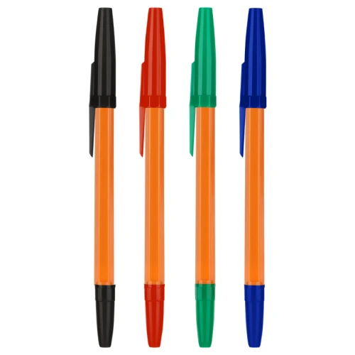 Набор шариковых ручек СТАММ "Оптима" 1 мм, оранжевый корпус, 4 цвета